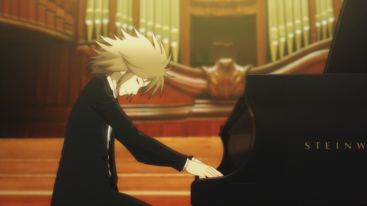 anime girl Cynthia Playing the Piano instrument