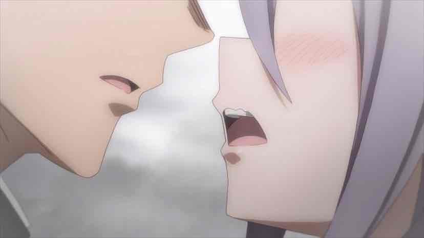 Takeru and Sakurako having their first kiss~Soredemo Ayumu wa